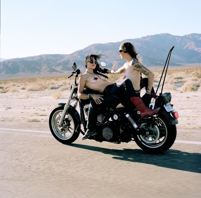 Girls on a motorcycle in Lodz