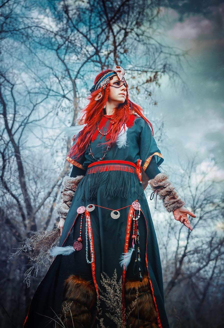 Girls in Slavic costumes underwear in Lodz