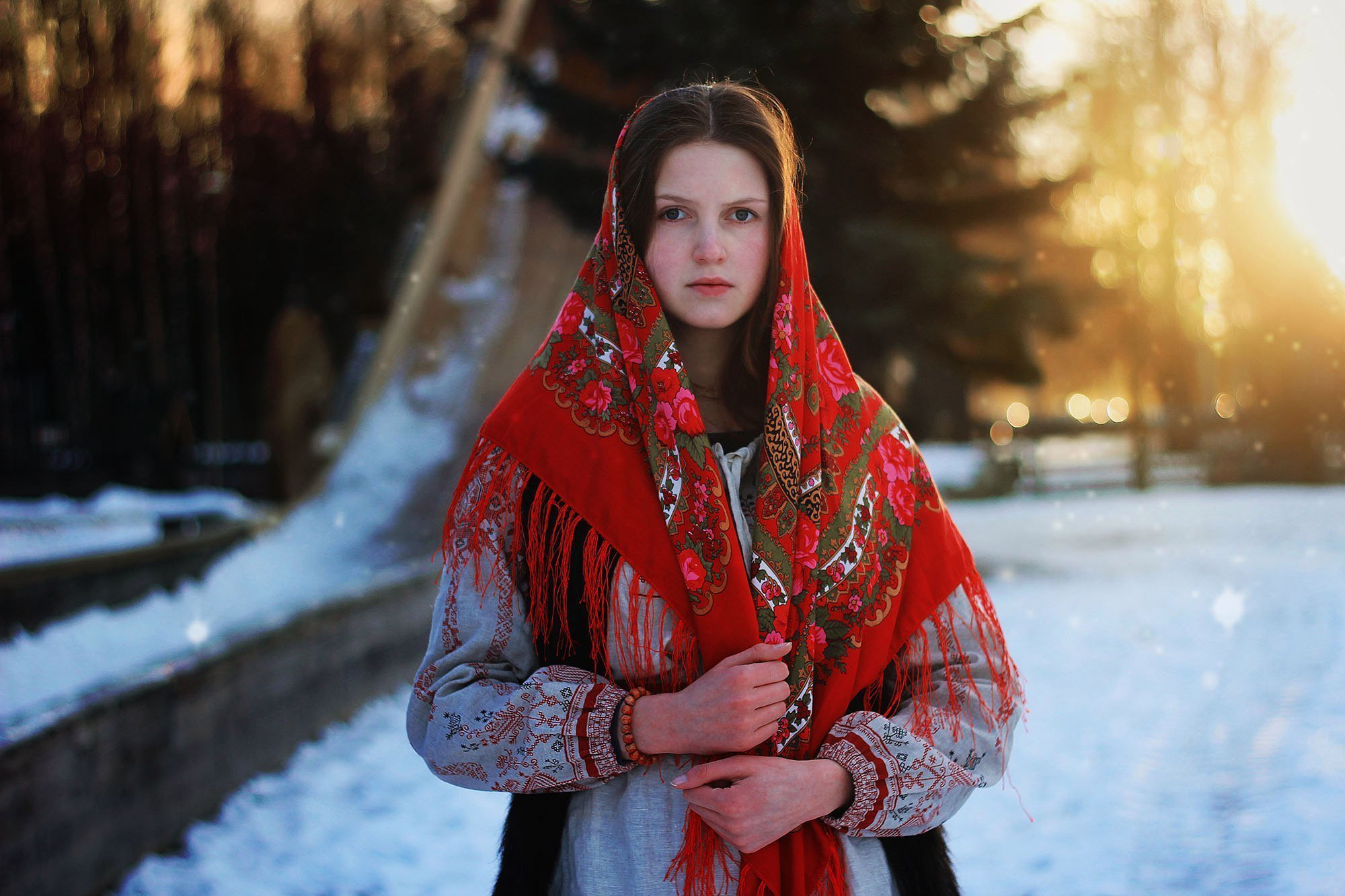 Girls in Slavic costumes in Lodz